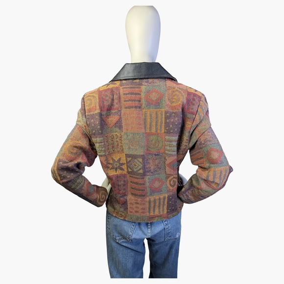Vintage 90s Western Tapestry Jacket | Western Boho Cropped Blazer | Size Large - Picture 5 of 7